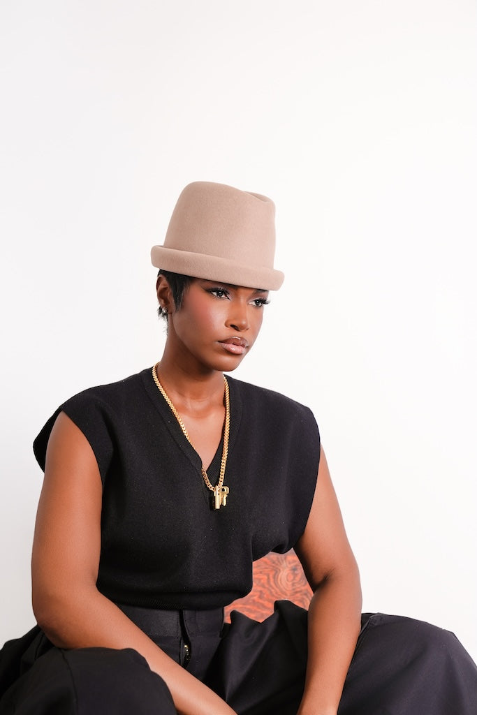 Russian Pillbox Hat - Nude
