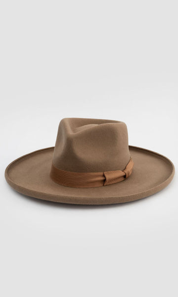 Born To Roam Galilee Rancher unisex fedora hat in Pecan, featuring a stylish wide brim and classic design for versatile wear.