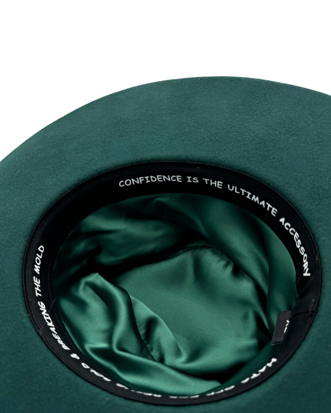 Forest green Galilee Rancher unisex fedora hat by Born To Roam, featuring a structured brim and stylish design.