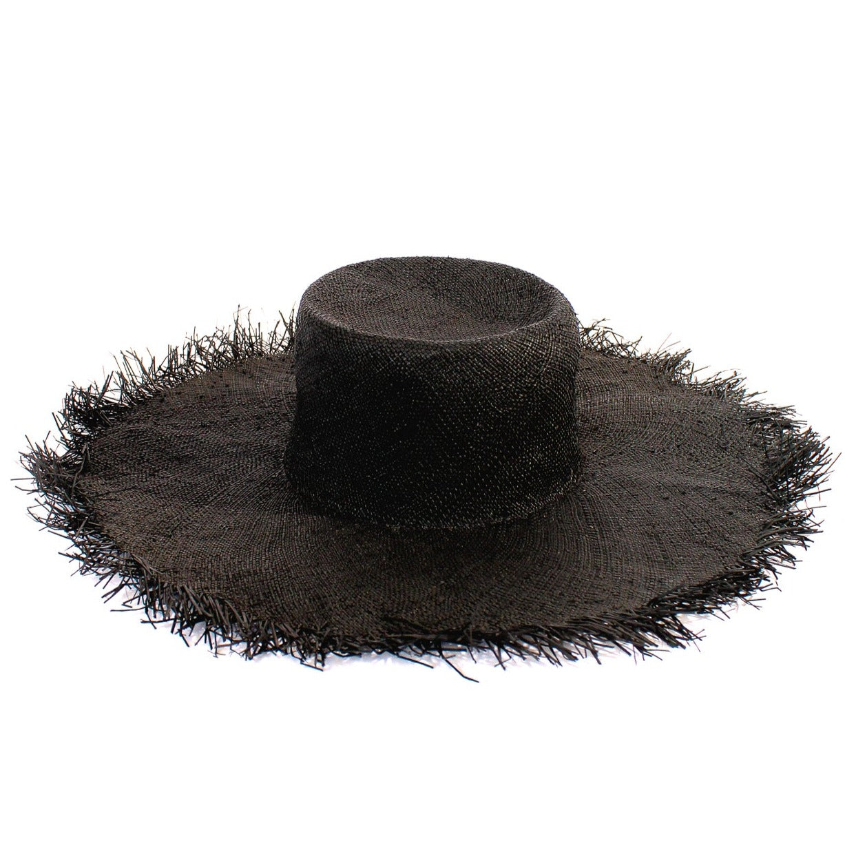 Palma frayed black straw hat for summer outings