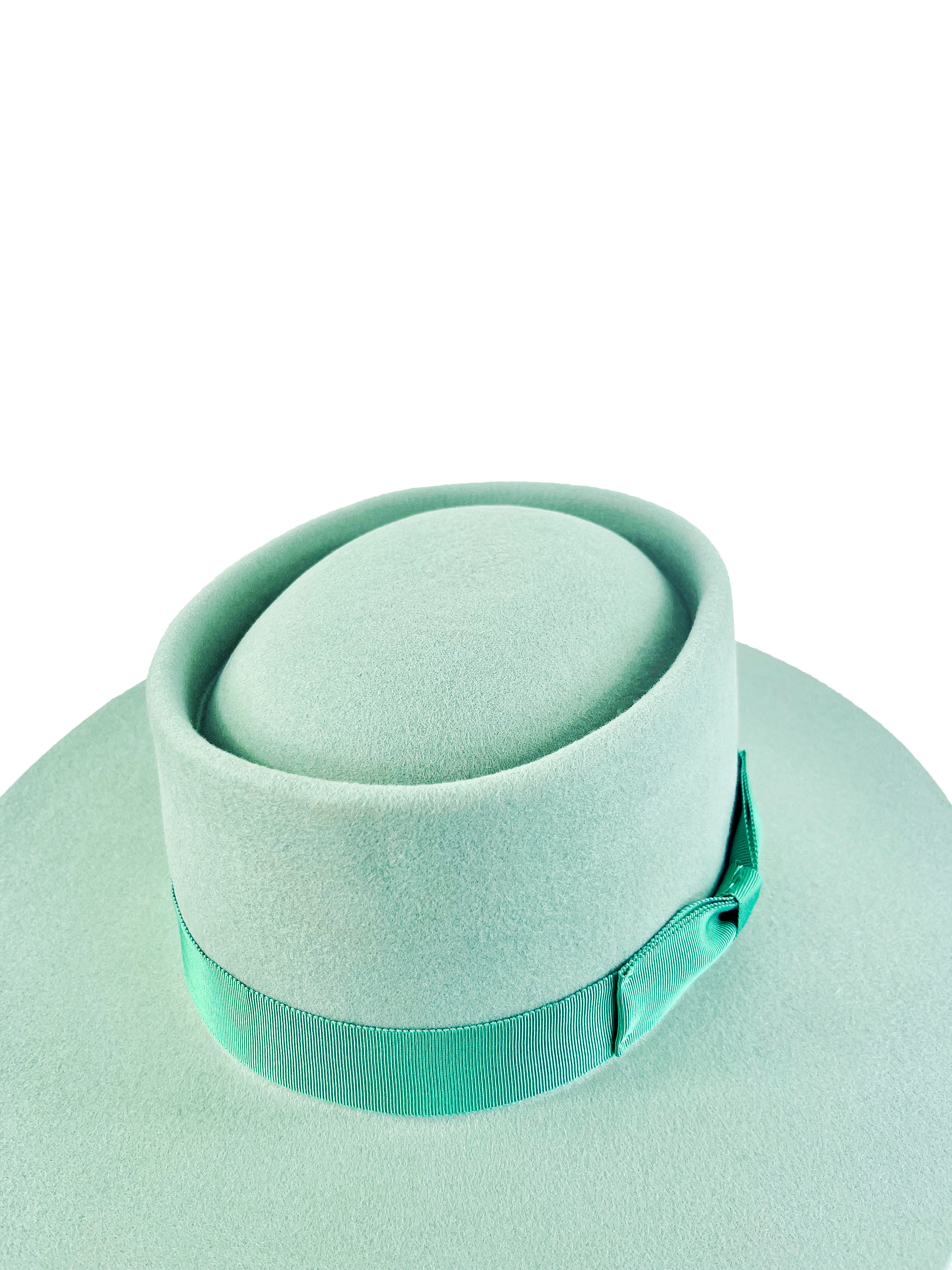 woman's fashion kayo boater hat in mint green