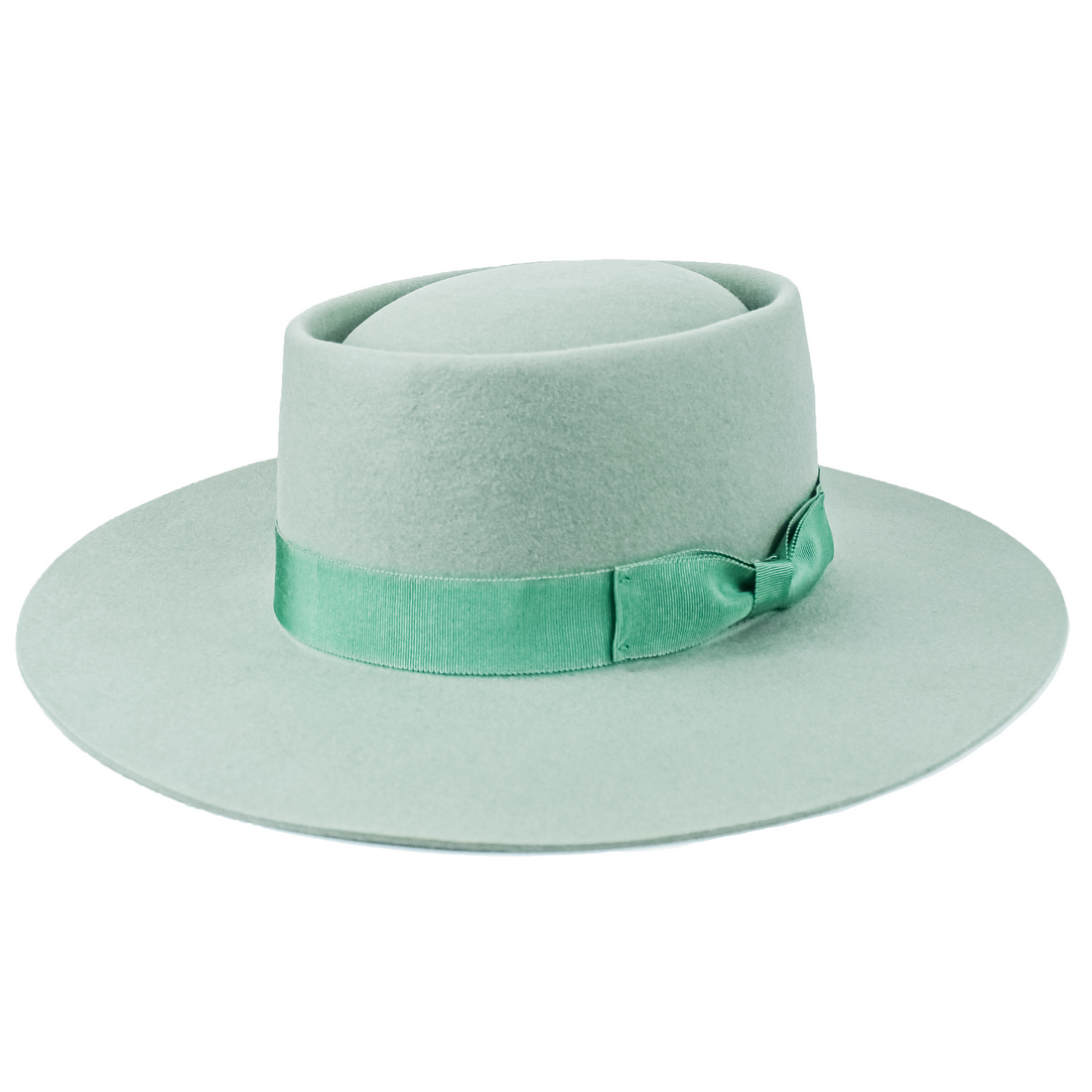 kayo boater hat in mint green on woman