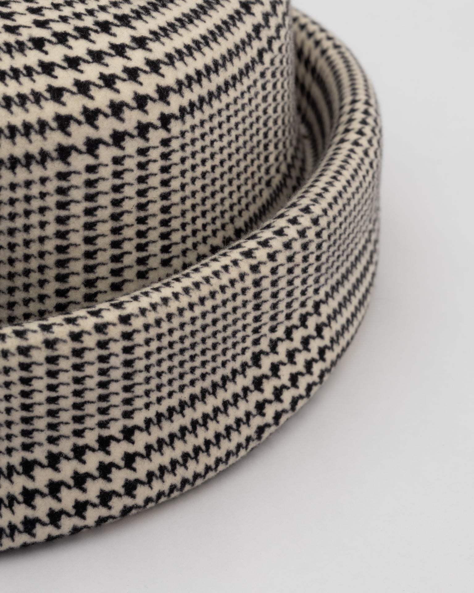 Born To Roam London Pillbox Hat in classic Glen Plaid fabric, stylish and elegant accessory for sophisticated fashion looks.