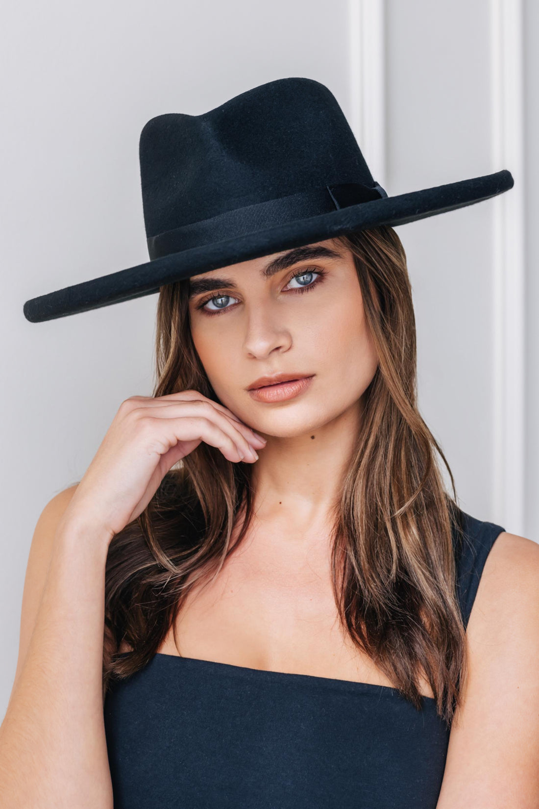 Galilee Rancher Unisex Fedora Hat - Black 55 Small