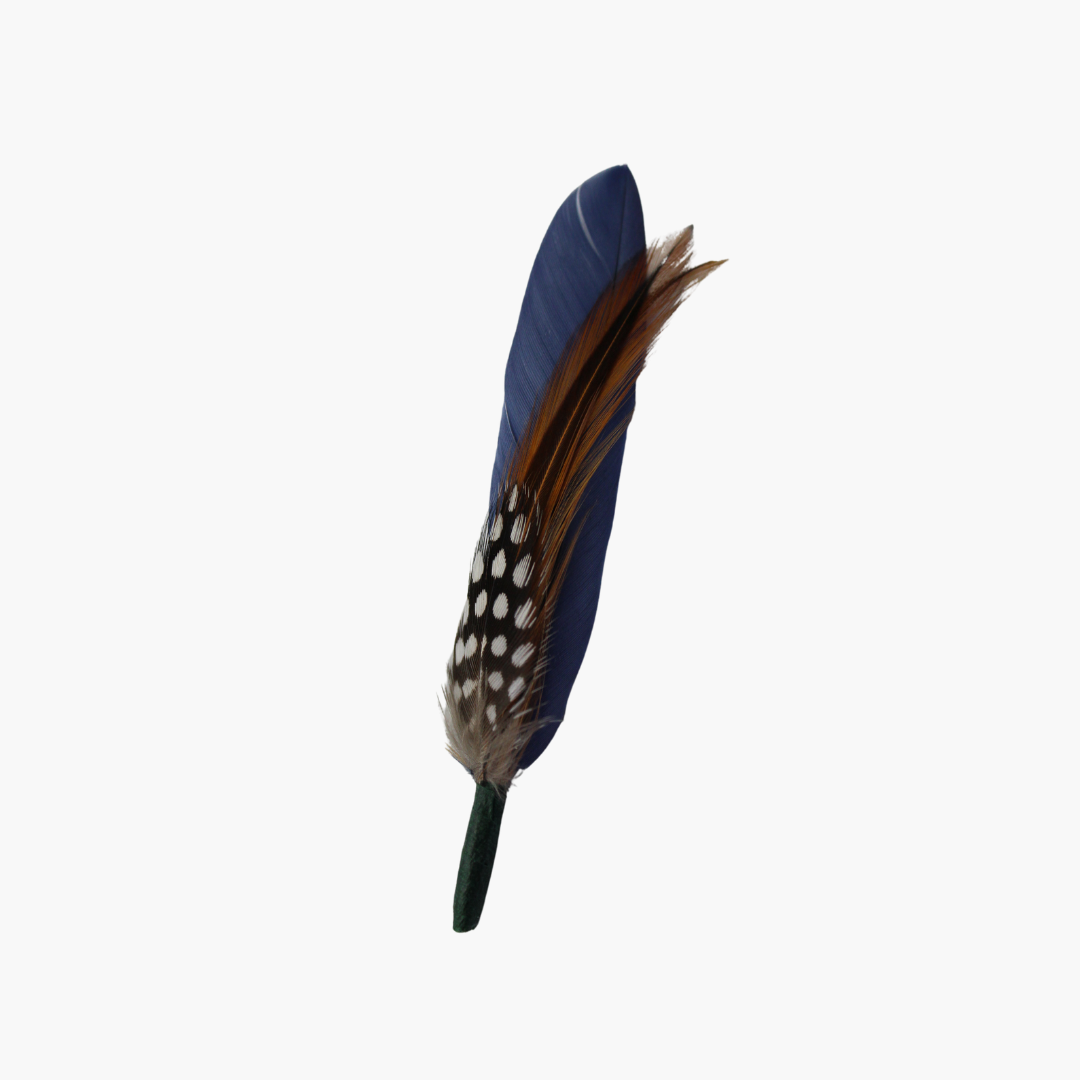 Blue & Camel Hat Feather