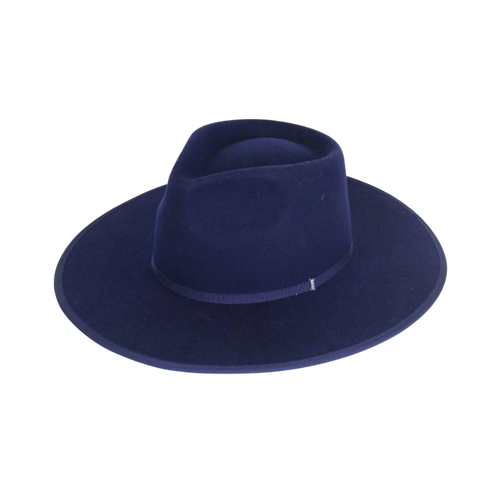 navy blue coastal rancher fedora hat chic