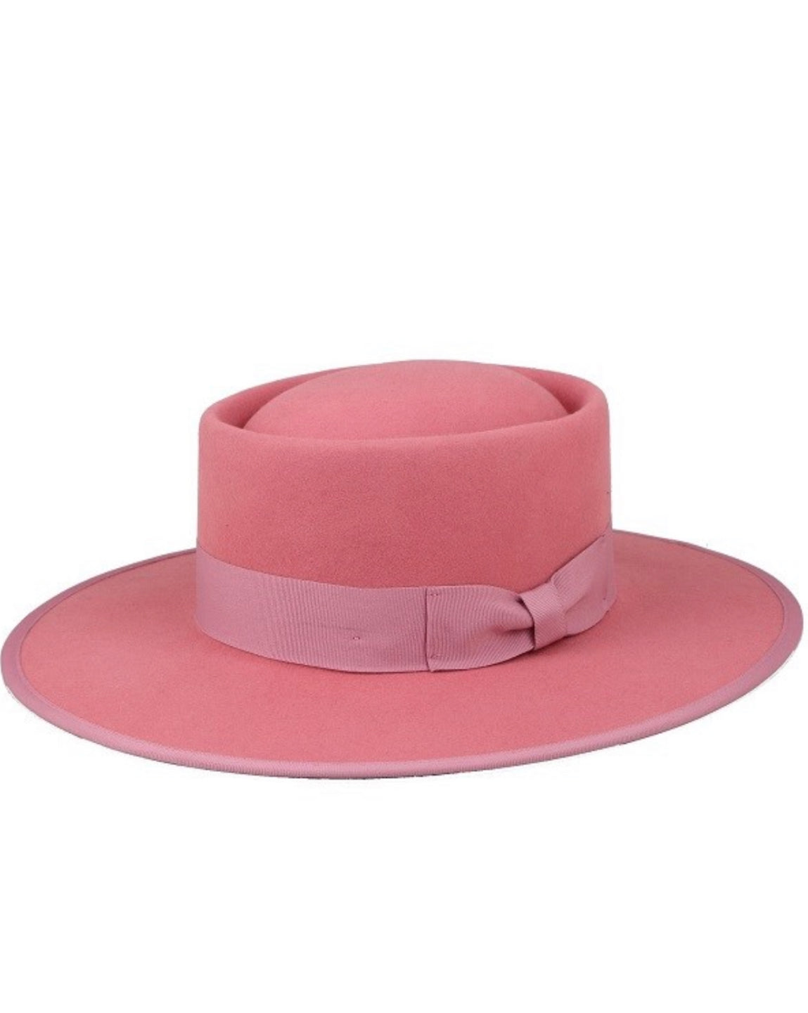 Elegant kayo boater hat in blush pink